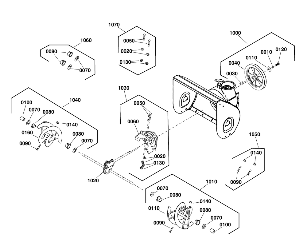 Auger Drive Group Diagram and Parts List for 1697184-00-1027LD 2019 Briggs and Stratton Snow Blower